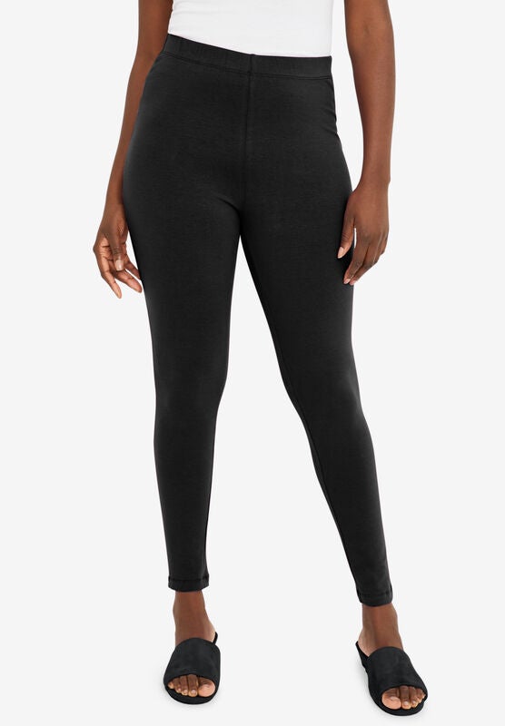 Jessica London Womens Plus Size Ankle Zip Leather and Ponte Jeggings Jessica London Womens Plus Size Ankle Zip Leather and Ponte Jeggings